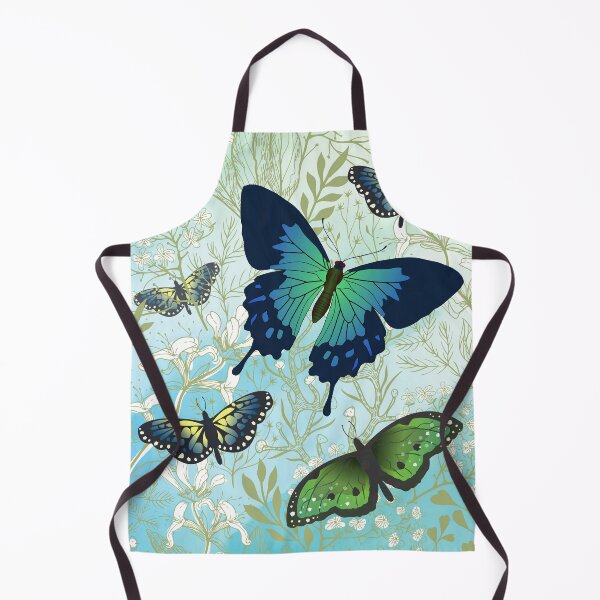 Item preview, Blue and Green Butterflies with Green and White Wildflower Background designed and sold by FringyGingy.