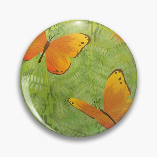 Item preview, Orange Butterflies on Bright Green Ferns with Orange Polka Dots designed and sold by FringyGingy.