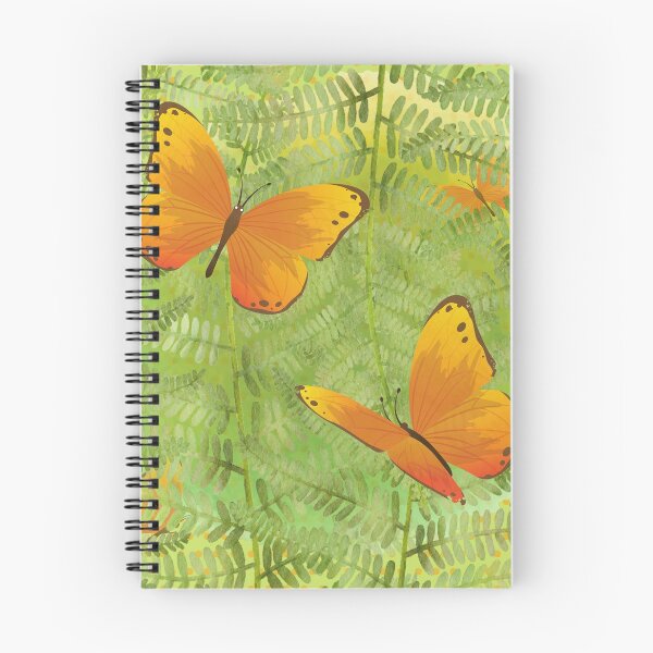 Item preview, Orange Butterflies on Bright Green Ferns with Orange Polka Dots designed and sold by FringyGingy.