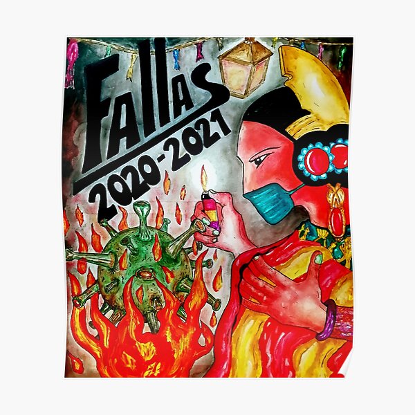 "GUERRA COVID-19 / FALLAS 2020-2021" by Ezertshop © Póster