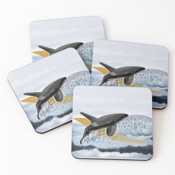 Item preview, Calming orca whale seascape watercolor illustration  - Caroline Laursen Original designed and sold by Caroline Laursen.