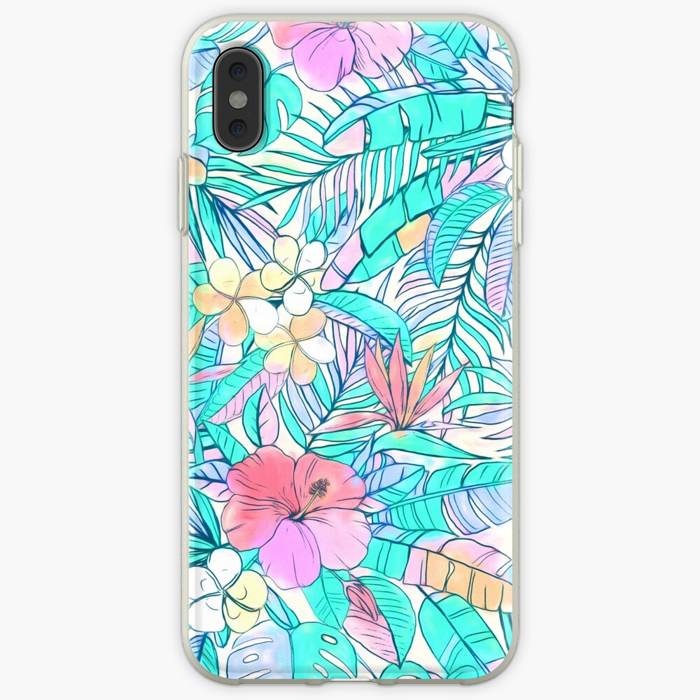 "Pretty Pastel Hawaiian Hibiscus Print" iPhone Case & Cover by micklyn