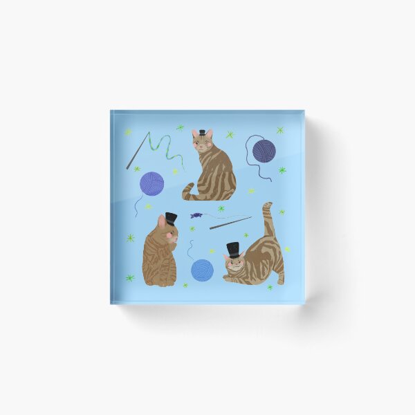 Item preview, Brown Tabby Cats - Cute Blue and Green Animal Illustration Pattern designed and sold by TheRainbowRoom.