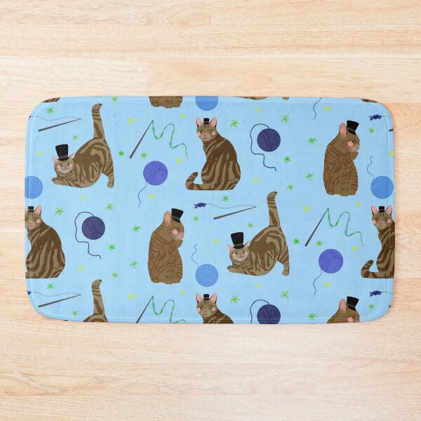 Item preview, Brown Tabby Cats - Cute Blue and Green Animal Illustration Pattern designed and sold by TheRainbowRoom.