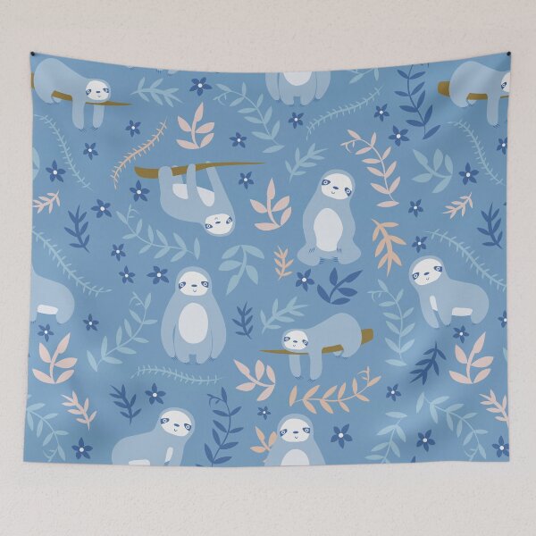 Item preview, Sloth pattern in blue background designed and sold by della95.