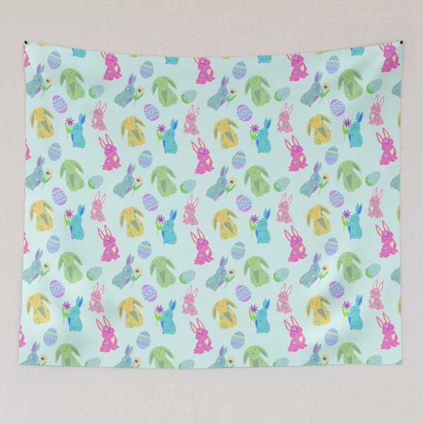 Item preview, Cute Happy Easter Bunnies Eggs Pattern Design designed and sold by LordAudes.