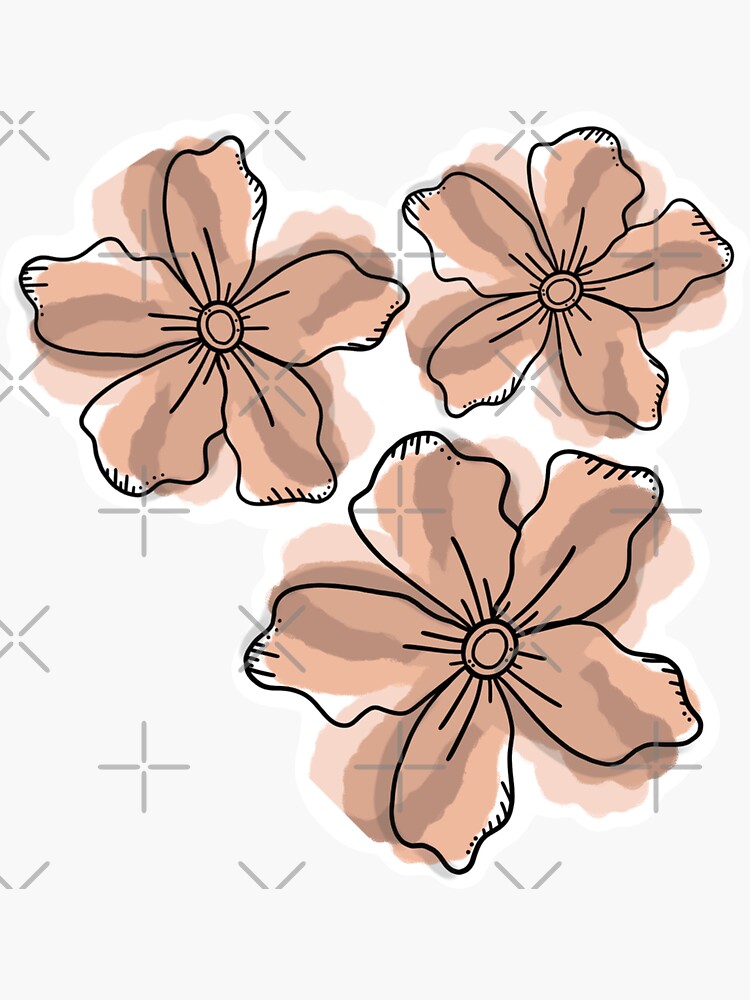 brown beige nude aesthetic flowers Sticker for Sale by