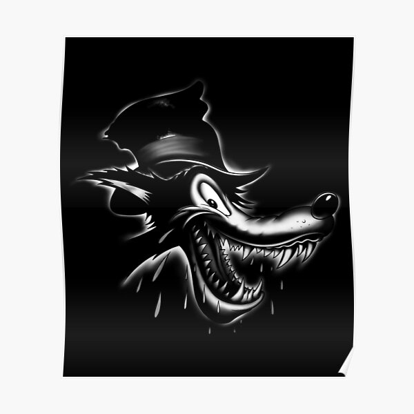 Classic Badass Vintage Wolf Cartoon Character Poster