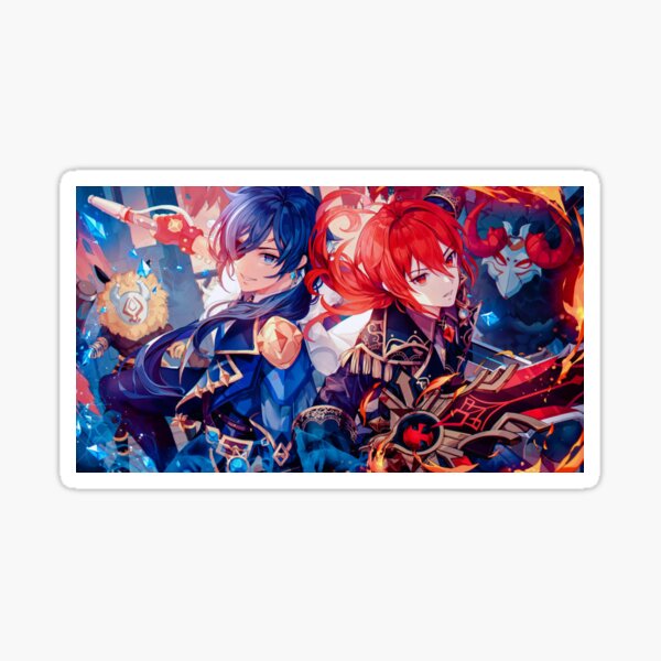 Item preview, Diluc & Kaeya - Fire & Ice | Genshin Impact  designed and sold by Reigill.