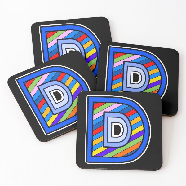 Item preview, Letter D (striped and set in blue) designed and sold by artfulnotebook.