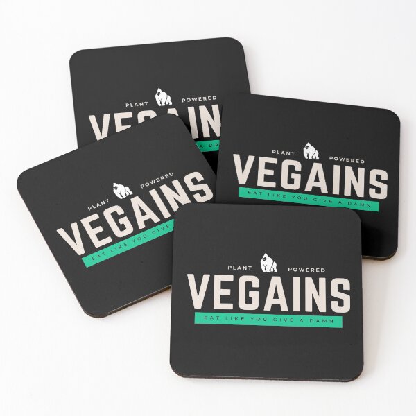 Item preview, VEGAINS BLACK BACKGROUND, Vegan Gym Gorilla Bodybuilding designed and sold by KindnessKawaii.