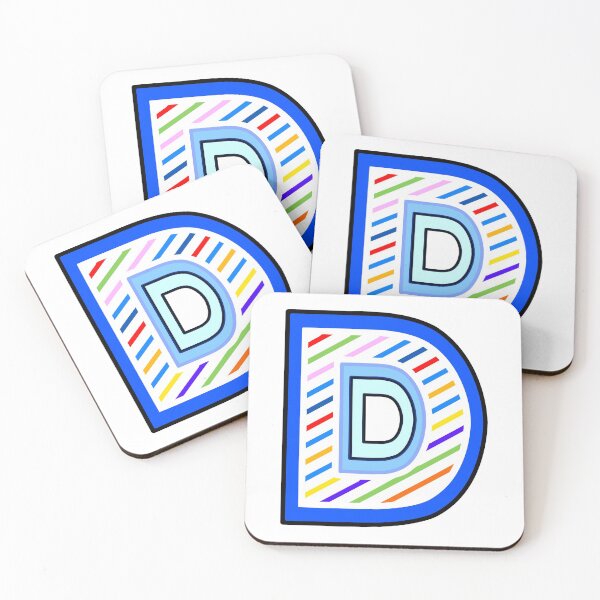 Item preview, Letter D (white, striped, and set in blue) designed and sold by artfulnotebook.