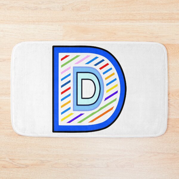 Item preview, Letter D (white, striped, and set in blue) designed and sold by artfulnotebook.