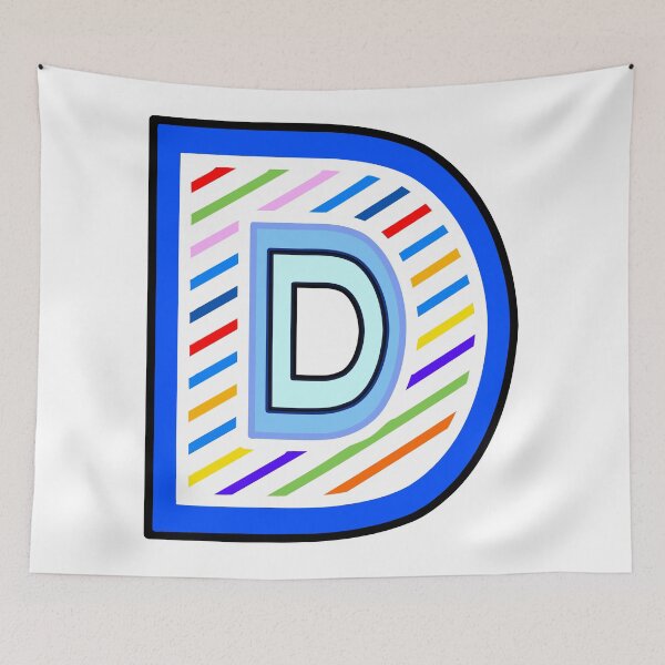 Item preview, Letter D (white, striped, and set in blue) designed and sold by artfulnotebook.