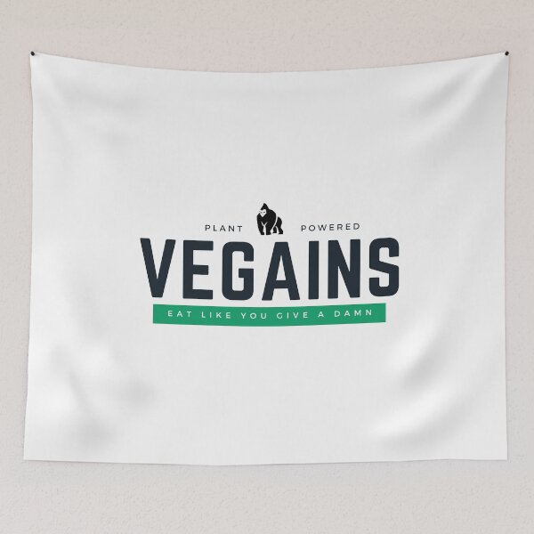 Item preview, VEGAINS WHITE BACKGROUND, Vegan Gym Gorilla Bodybuilding designed and sold by KindnessKawaii.