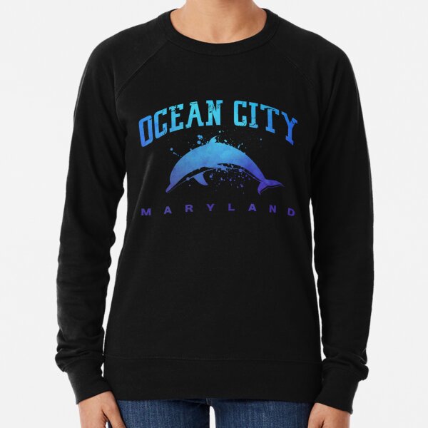 OCEAN-CITY-MARYLAND-Dolphin-Beach-Fishing-Family-Vacation-Pullover Lightweight Sweatshirt