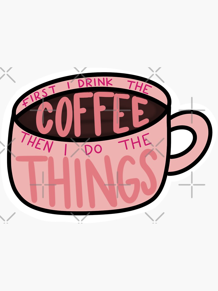 Imagen 3 de 3, Pegatina con la obra Taza de café, diseñada y vendida por BlushRoseCo.