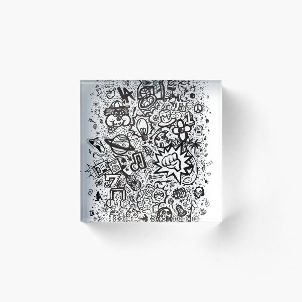Doodles B&W Acrylic Block