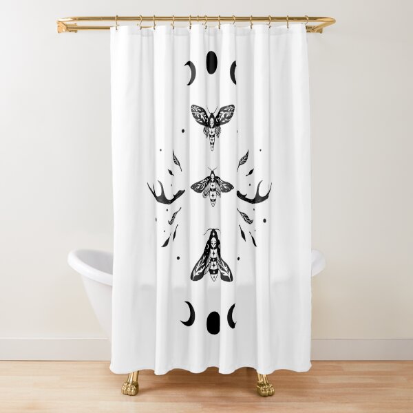 Death Head Moths Night - Black Shower Curtain