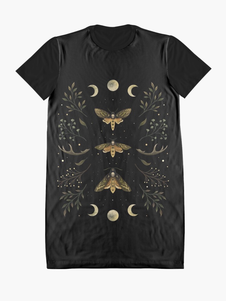 Alternate view of Death Head Moths Night Graphic T-Shirt Dress