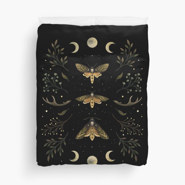 Death Head Moths Night Duvet Cover