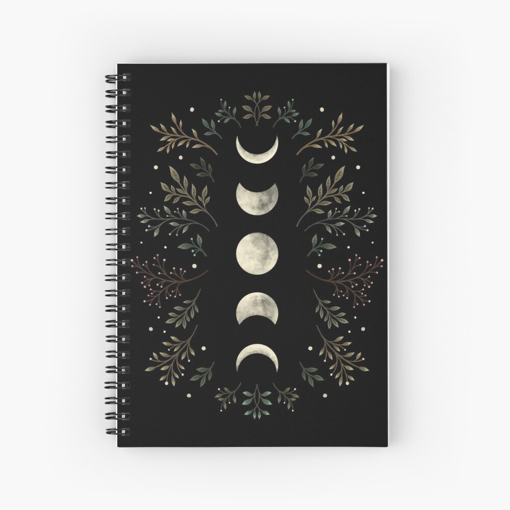 Moonlit Garden-Olive Green Spiral Notebook