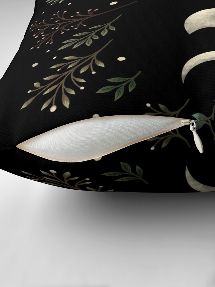 Thumbnail 2 of 4, Pillow, Moonlit Garden-Olive Green designed and sold by episodicDrawing.