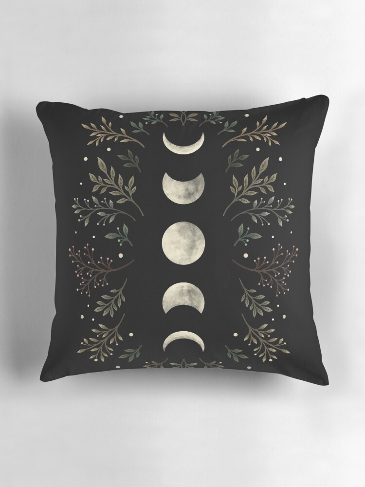 Thumbnail 3 of 4, Pillow, Moonlit Garden-Olive Green designed and sold by episodicDrawing.