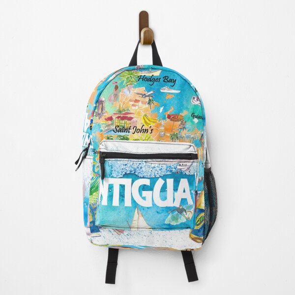 Item preview, Antigua Barbuda Antilles Illustrated Caribbean Travel Map with Highlights of West Indies Island Dream designed and sold by artshop77.