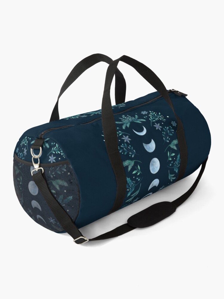 Thumbnail 2 of 3, Duffle Bag, Moonlit Garden-Teal Snow designed and sold by episodicDrawing.