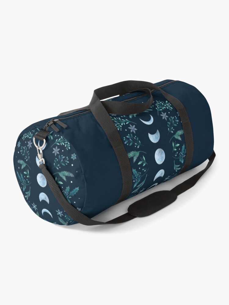 Thumbnail 1 of 3, Duffle Bag, Moonlit Garden-Teal Snow designed and sold by episodicDrawing.