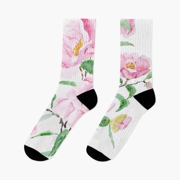 Item preview, hand painted pink camellia  flowers  watercolor painting  designed and sold by ColorandColor.