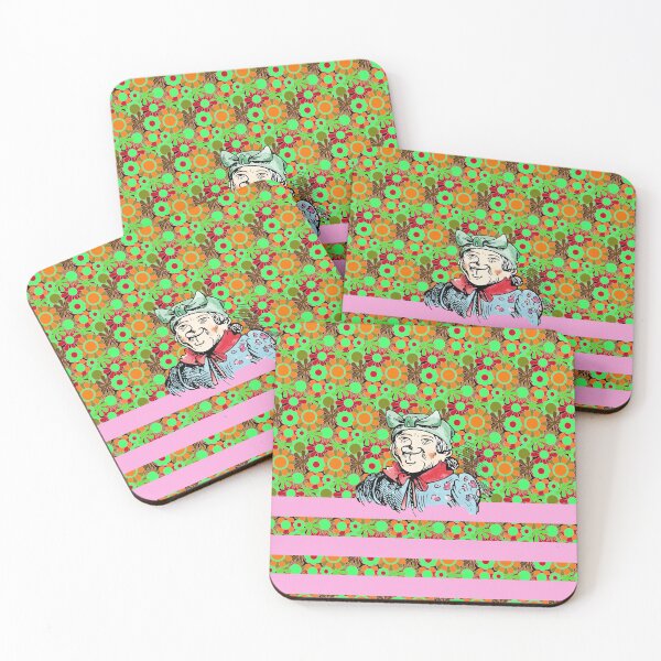 Item preview, Witwe Bolte, floral pattern, colorful illustration Wilhelm Busch designed and sold by Mauswohn.