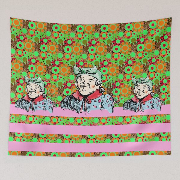 Item preview, Witwe Bolte, floral pattern, colorful illustration Wilhelm Busch designed and sold by Mauswohn.