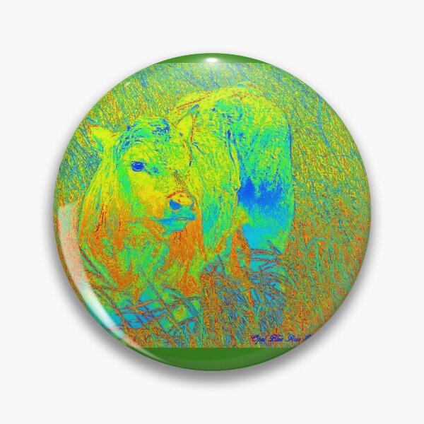 Artikelvorschau, Kuhkunst, buntes Kalb im Gras entworfen und verkauft von Opalbluerose.