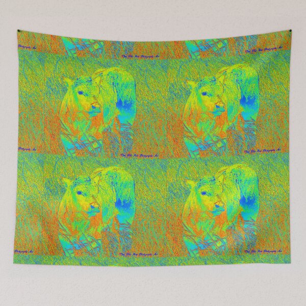 Item preview, COW ART, COLOURFUL CALF IN THE GRASS designed and sold by Opalbluerose.