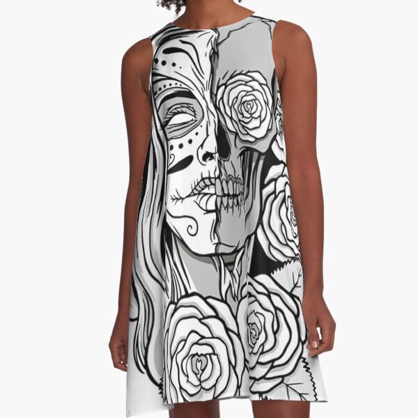 Catrina Woman Day of the Dead  A-Line Dress