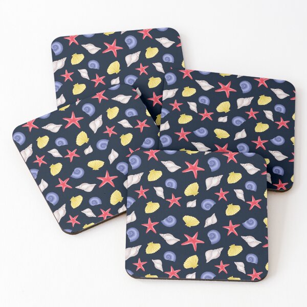 Item preview, Summer beach pattern- Colorful Seashells (Dark Background) designed and sold by DesignTreasure.