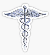 Chrome like Medical Caduceus Snakes Sticker