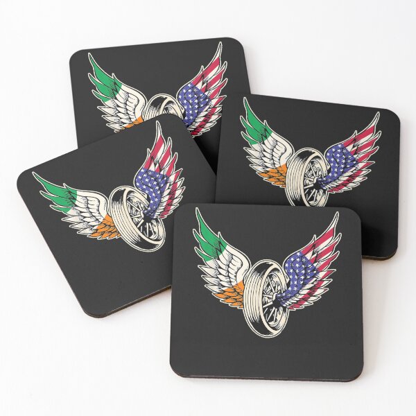 Item preview, Irish and American flags on wings biker t-shirt designed and sold by Lukifo-Caster.