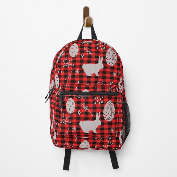 Item preview,  Easter Rabbit & Eggs in  Red Black Buffalo Checks  designed and sold by Tamas Das.