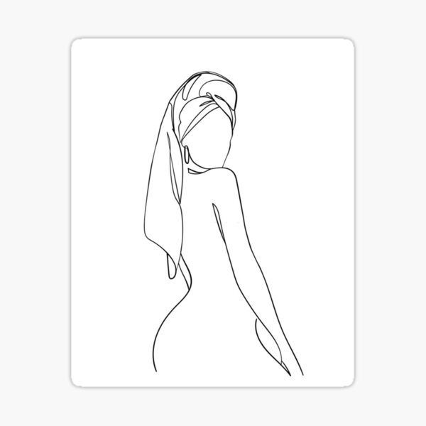 Woman Pose Line Art Sticker For Sale By Thegoodlad Redbubble