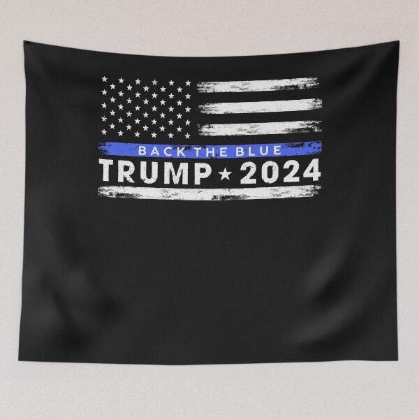 Item preview, Pro Trump 2024 Back The Blue Thin Blue Line American Flag Pullover Hoodie designed and sold by Lukifo-Caster.