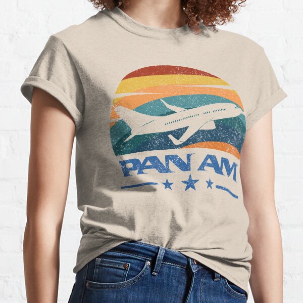 Pan Am Aircraft Rainbow Sunset Vintage Distressed PAA Classic T-Shirt