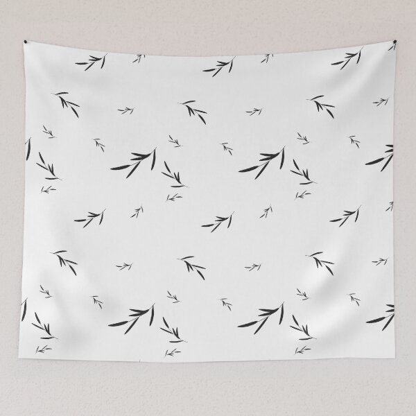 Item preview, Black & White falling leaves pattern designed and sold by MunibaKhalid.