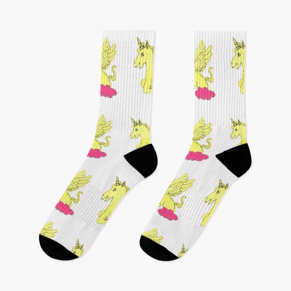 Item preview, Yellow Unicorn Horse Popping Up From A Cloud (Original Drawing by ACCI) designed and sold by VanyssaGraphics.