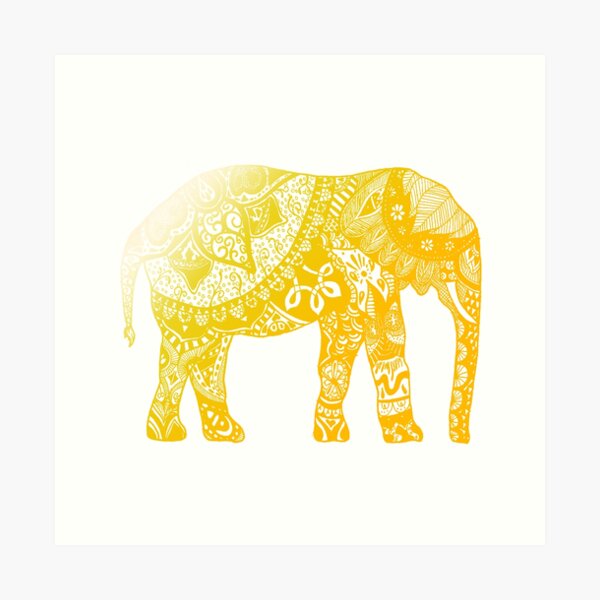 Yellow Elephant Art Print by adjsr