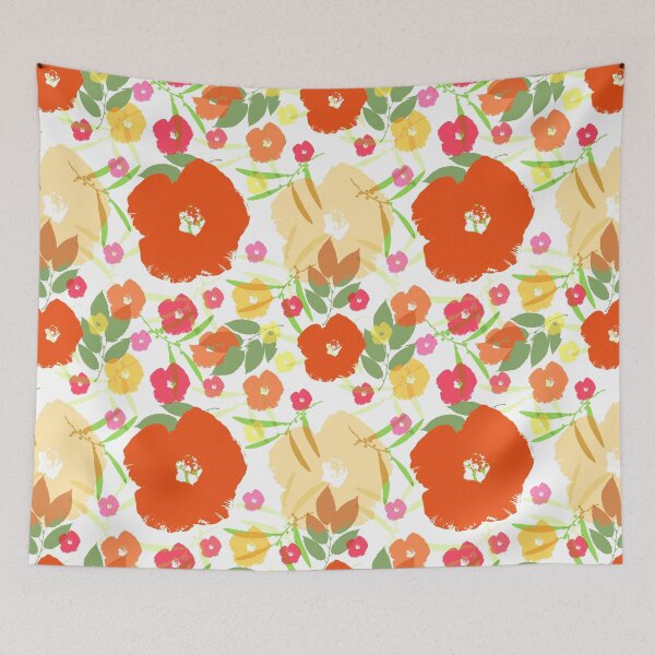Item preview, Bold Blossoms - Orange, Pink, Purple and Yellow on White designed and sold by AlteredAtelier.