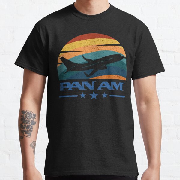 Pan Am Flugzeug Regenbogen Sonnenuntergang Vintage Black Distressed PAA Classic T-Shirt