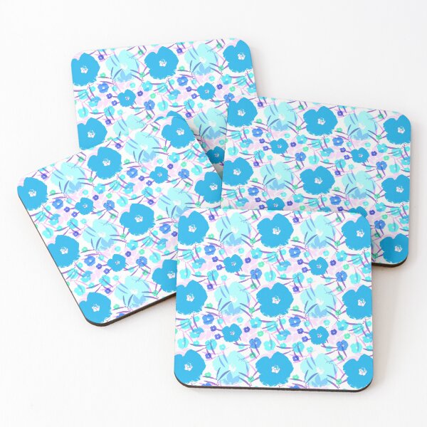 Item preview, Bold Blossoms - Blue, Aqua and Purple on White designed and sold by AlteredAtelier.